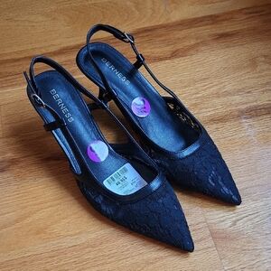 Pointy Lace Black Heels